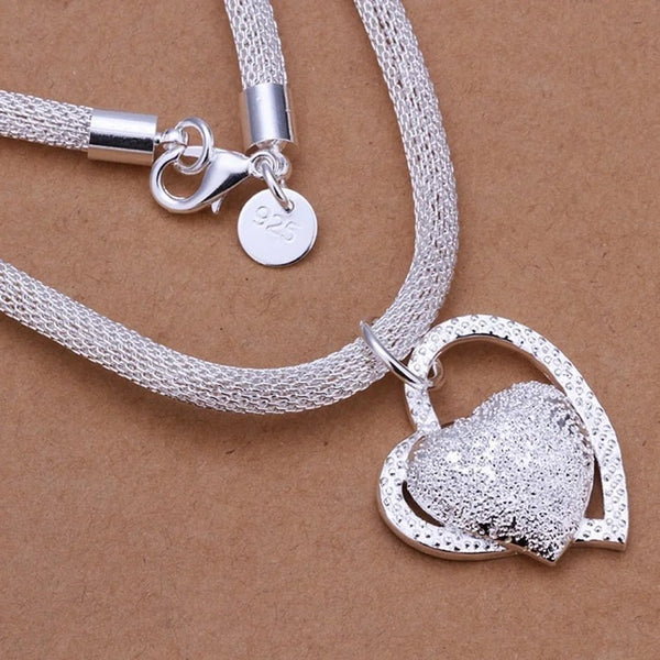 925 Sterling Silver Heart Necklace – Elegant Love Pendant Jewelry for Women 18 Inches - VeauBeauty