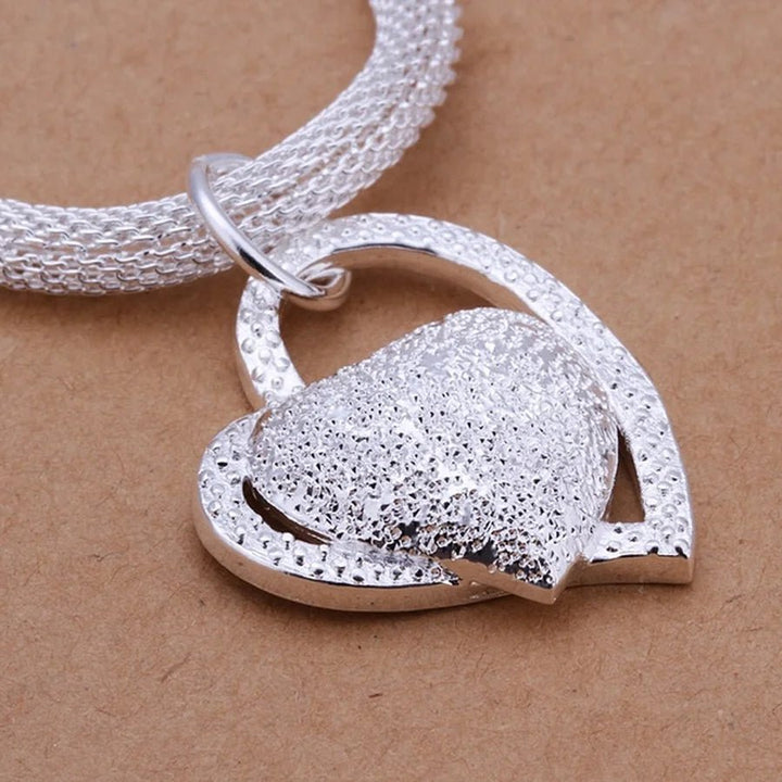 925 Sterling Silver Heart Necklace – Elegant Love Pendant Jewelry for Women 18 Inches - VeauBeauty