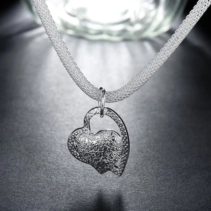 925 Sterling Silver Heart Necklace – Elegant Love Pendant Jewelry for Women 18 Inches - VeauBeauty