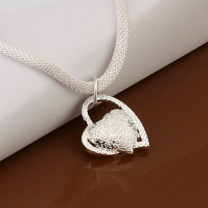 925 Sterling Silver Heart Necklace – Elegant Love Pendant Jewelry for Women 18 Inches - VeauBeauty