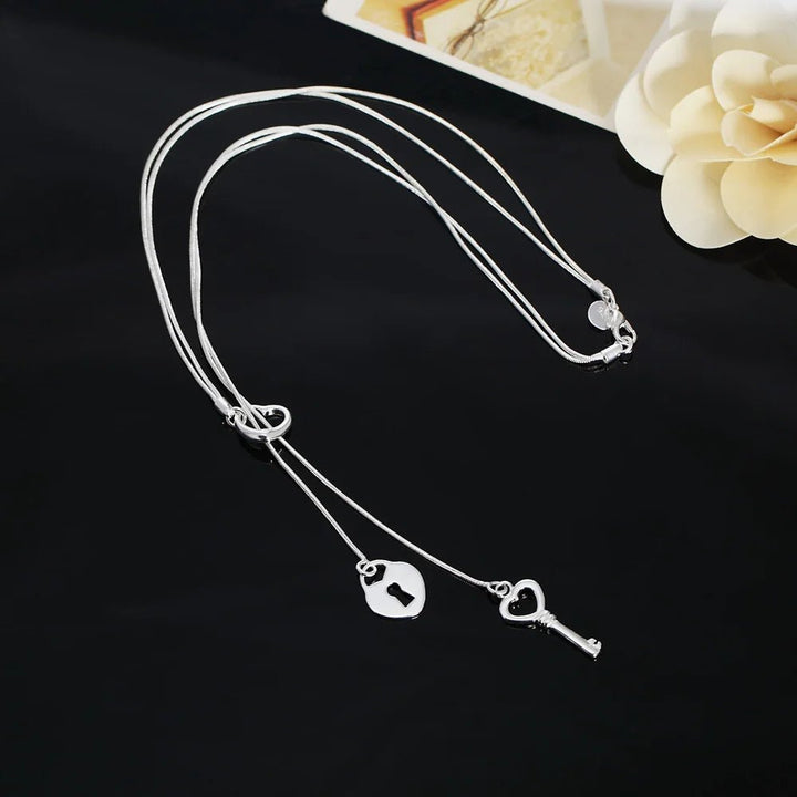 925 Sterling Silver Heart Necklace – Elegant Love Pendant Jewelry for Women 18 Inches - VeauBeauty