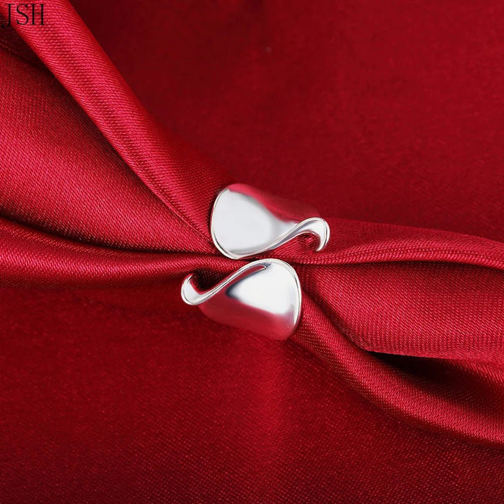 925 Sterling Silver Open Ring – Cute Valentine's Wedding Jewelry for Women - VeauBeauty