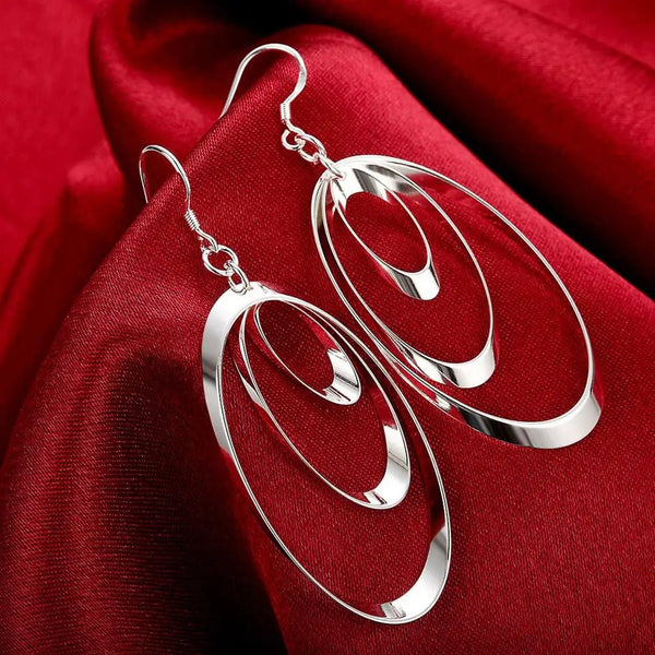 925 Sterling Silver Round Drop Earrings – Elegant Wedding & Party Jewelry - VeauBeauty