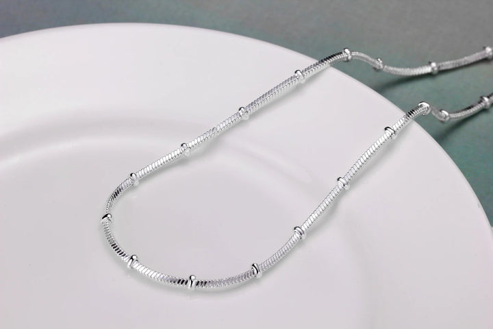 925 Sterling Silver Snake Chain Necklace – Classic 45–60cm Pendant Chain Jewelry - VeauBeauty