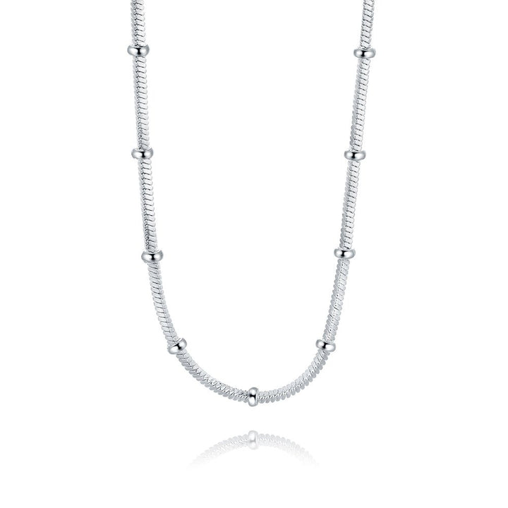 925 Sterling Silver Snake Chain Necklace – Classic 45–60cm Pendant Chain Jewelry - VeauBeauty