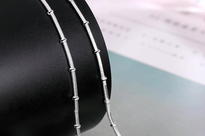 925 Sterling Silver Snake Chain Necklace – Classic 45–60cm Pendant Chain Jewelry - VeauBeauty