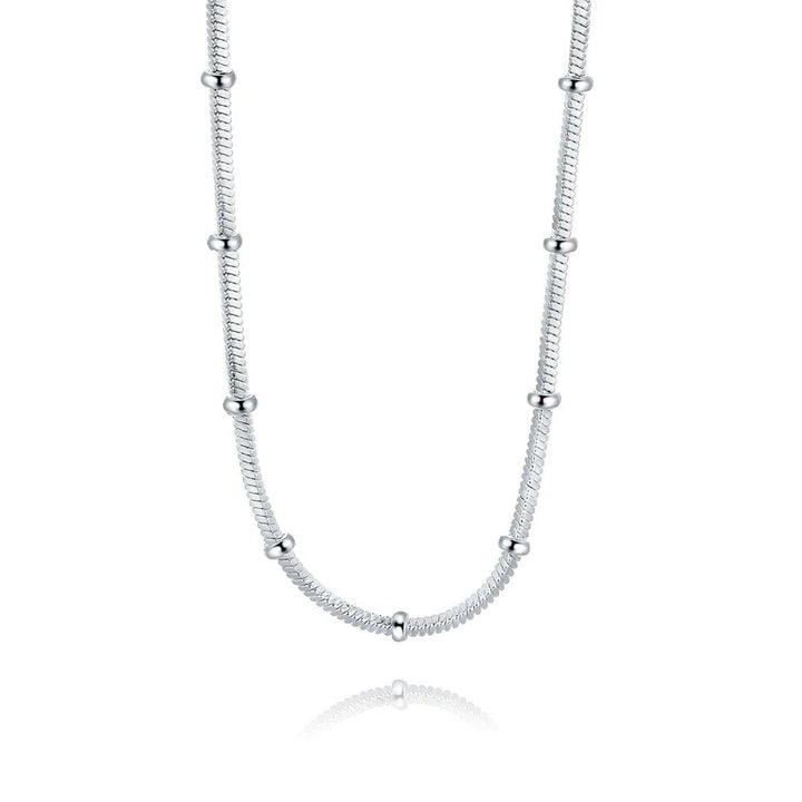 925 Sterling Silver Snake Chain Necklace – Classic 45–60cm Pendant Chain Jewelry - VeauBeauty