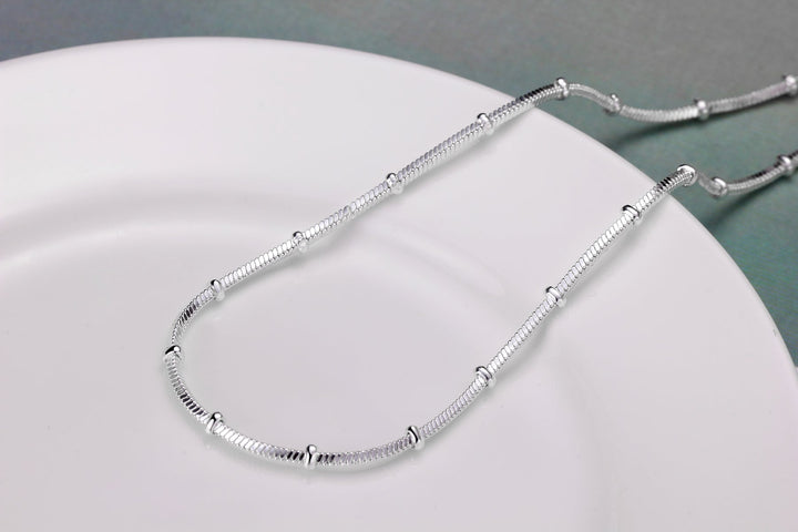 925 Sterling Silver Snake Chain Necklace – Classic 45–60cm Pendant Chain Jewelry - VeauBeauty