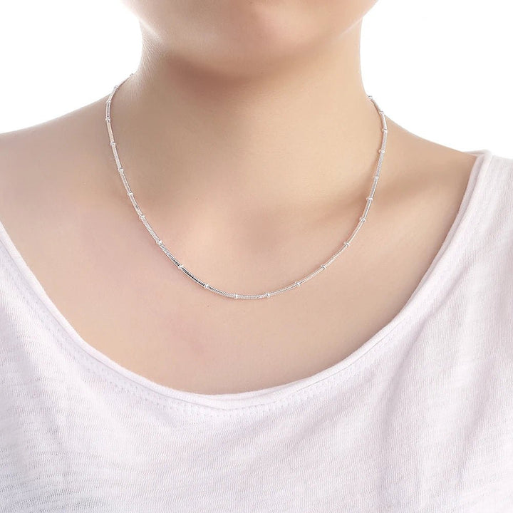 925 Sterling Silver Snake Chain Necklace – Classic 45–60cm Pendant Chain Jewelry - VeauBeauty