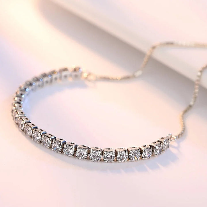 925 Sterling Silver Tennis Bracelet – Elegant Zircon Chain for Women Engagement Wedding - VeauBeauty