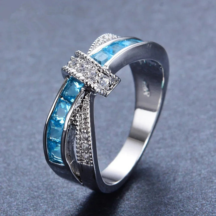 925 Sterling Silver Water Drop Crystal Ring – White Gold Wedding Party Jewelry for Women - VeauBeauty