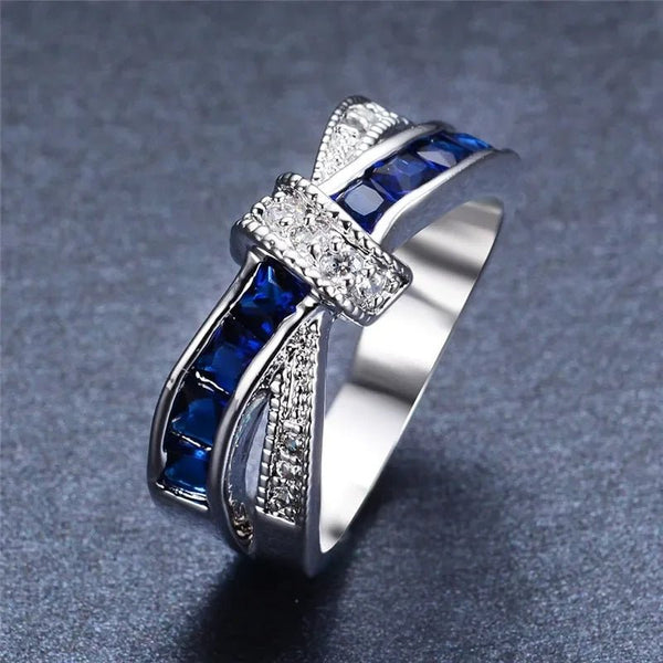 925 Sterling Silver Water Drop Crystal Ring – White Gold Wedding Party Jewelry for Women - VeauBeauty