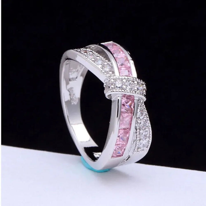 925 Sterling Silver Water Drop Crystal Ring – White Gold Wedding Party Jewelry for Women - VeauBeauty