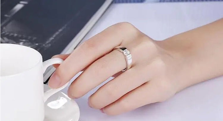 925 Sterling Silver Water Drop Zircon Couple Ring – Trendy Wedding Jewelry - VeauBeauty