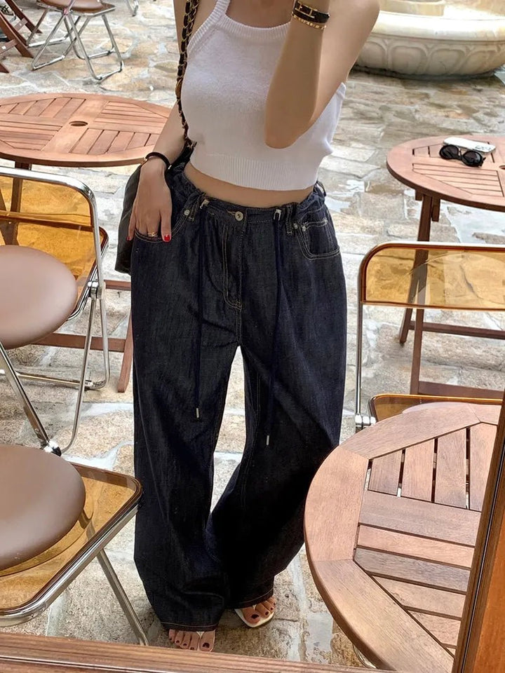 Adjustable Waist Wide - Leg Jeans – High - Waist Loose Fit Denim for Women - VeauBeauty