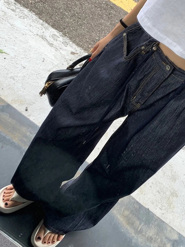 Adjustable Waist Wide - Leg Jeans – High - Waist Loose Fit Denim for Women - VeauBeauty