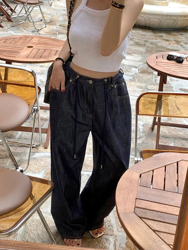 Adjustable Waist Wide - Leg Jeans – High - Waist Loose Fit Denim for Women - VeauBeauty