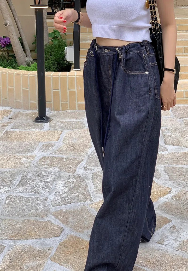 Adjustable Waist Wide - Leg Jeans – High - Waist Loose Fit Denim for Women - VeauBeauty