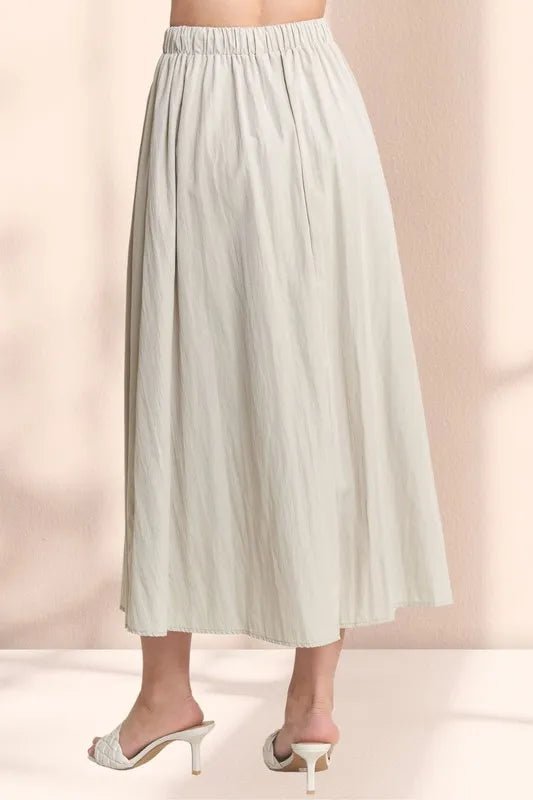 ADORA Drawstring Waist Crinkle Maxi Skirt - VeauBeauty
