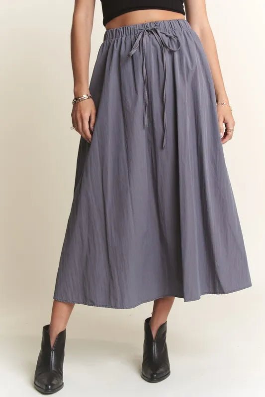 ADORA Drawstring Waist Crinkle Maxi Skirt - VeauBeauty