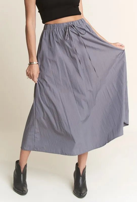 ADORA Drawstring Waist Crinkle Maxi Skirt - VeauBeauty