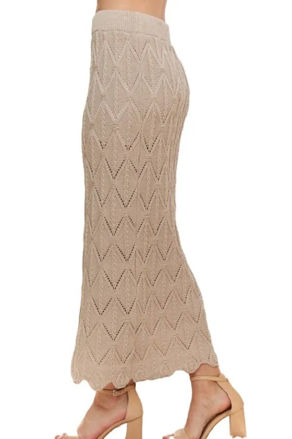 ADORA Scallop Trim Detail Knit Skirt - VeauBeauty