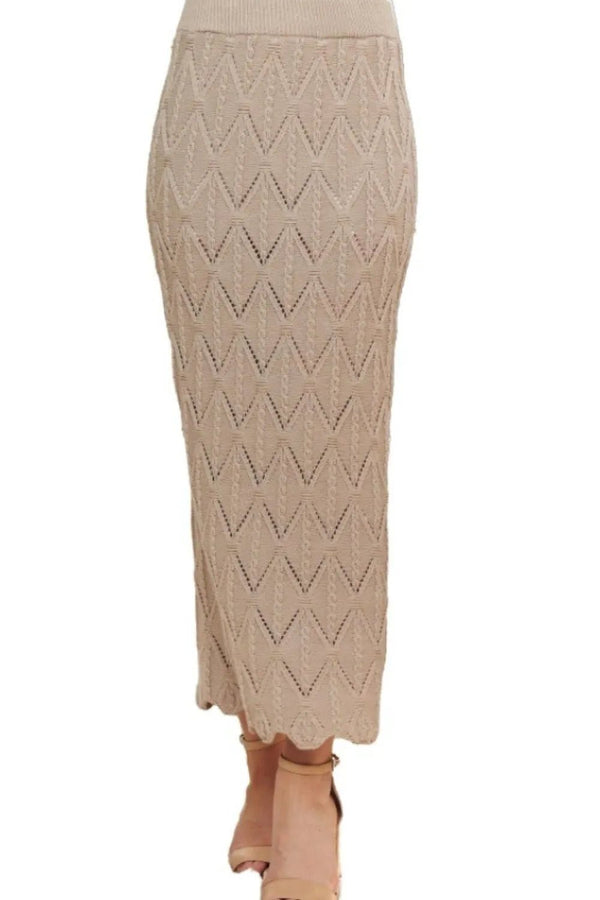 ADORA Scallop Trim Detail Knit Skirt - VeauBeauty