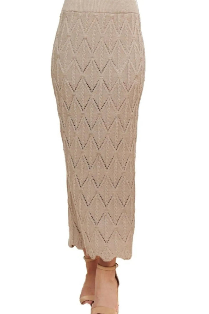 ADORA Scallop Trim Detail Knit Skirt - VeauBeauty
