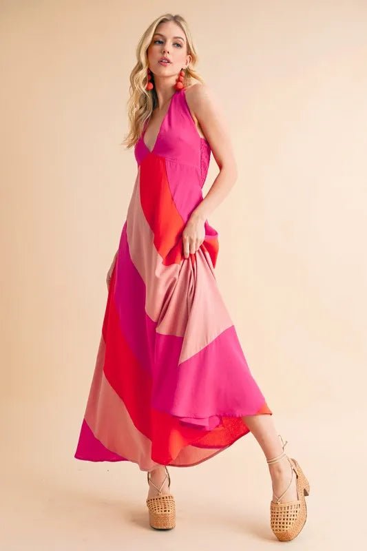 Aemi+Co Color Block Sleeveless Maxi Dress - VeauBeauty