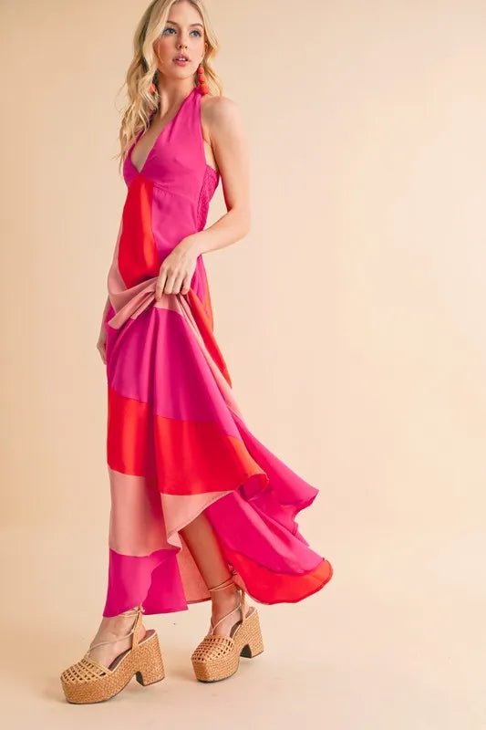 Aemi+Co Color Block Sleeveless Maxi Dress - VeauBeauty
