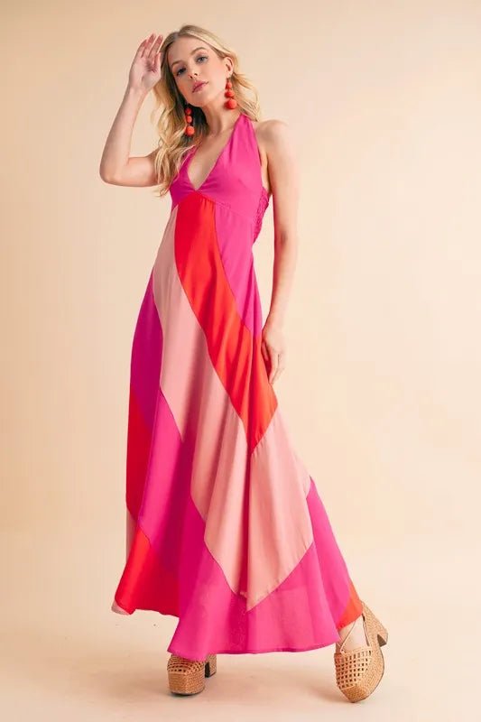 Aemi+Co Color Block Sleeveless Maxi Dress - VeauBeauty