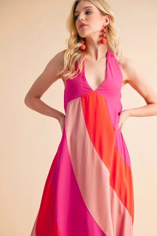 Aemi+Co Color Block Sleeveless Maxi Dress - VeauBeauty