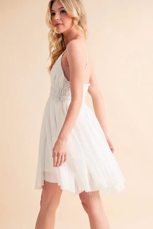 Aemi+Co Lace Detail Mini Cami Dress - VeauBeauty