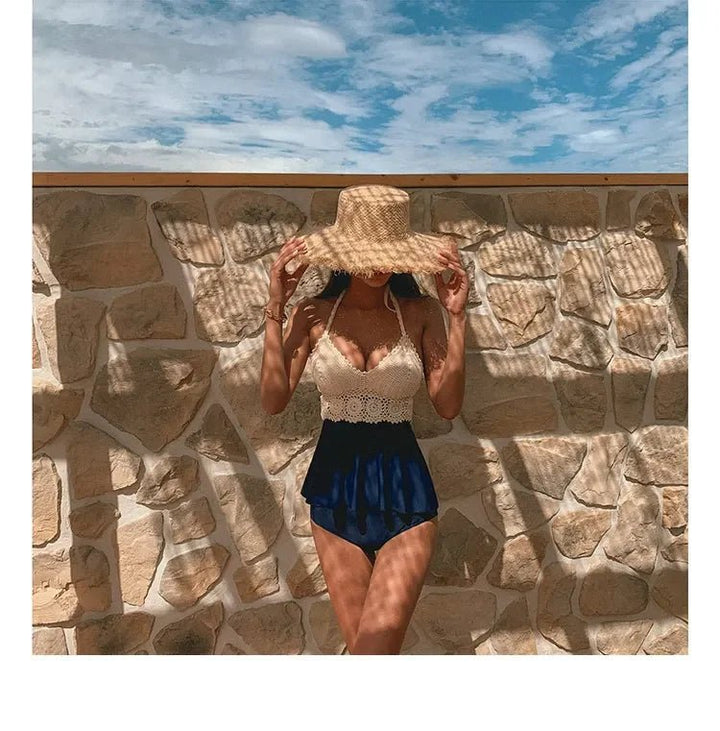 Aeris 2025 – Knitted Crochet Tankini Set High Waist Bikini for Women - VeauBeauty