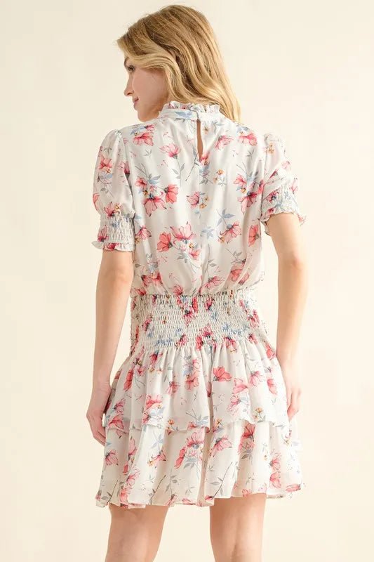 And The Why Floral Print Smocked Waist Mini Dress - VeauBeauty
