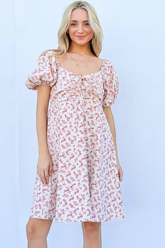 And The Why Lace Up Front Puff Babydoll Dress - VeauBeauty