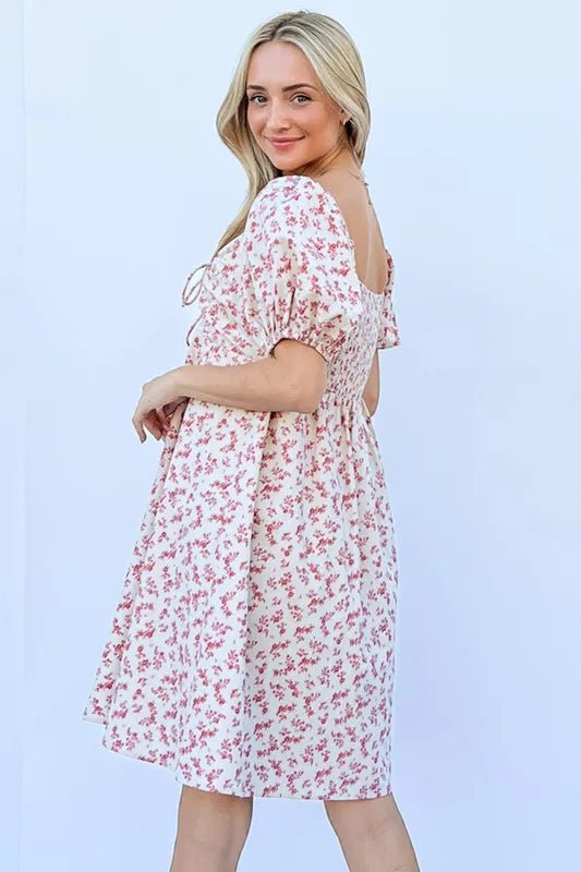 And The Why Lace Up Front Puff Babydoll Dress - VeauBeauty
