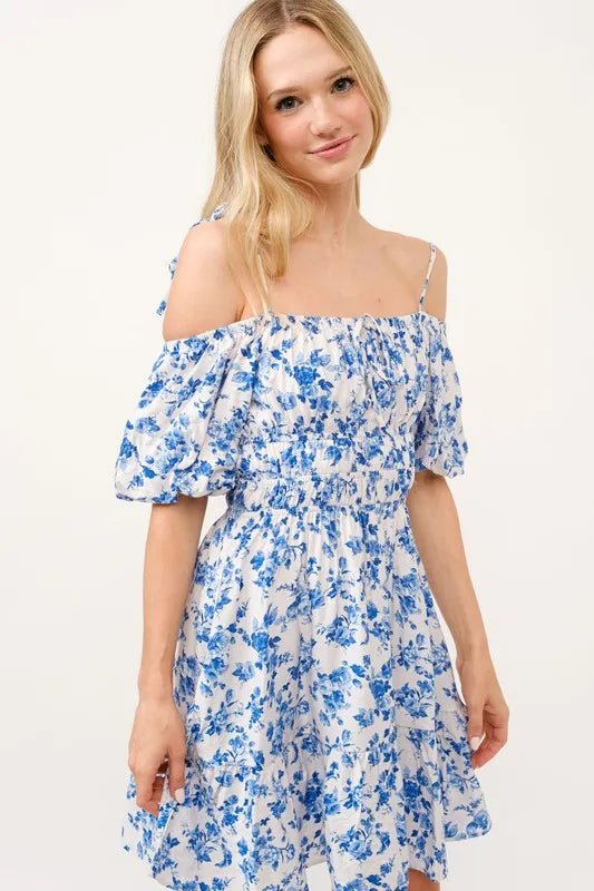 And The Why Off Shoulder Bubble Sleeve Dress - VeauBeauty