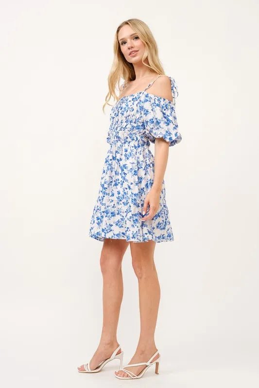 And The Why Off Shoulder Bubble Sleeve Dress - VeauBeauty