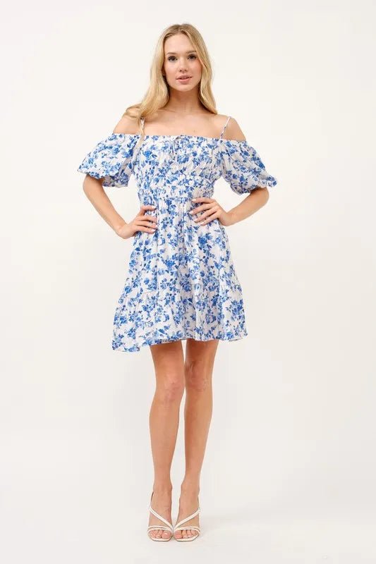 And The Why Off Shoulder Bubble Sleeve Dress - VeauBeauty