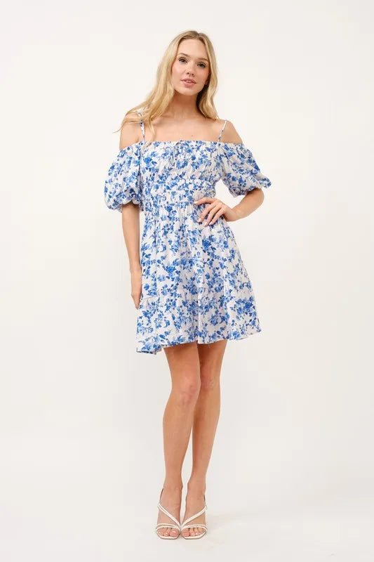 And The Why Off Shoulder Bubble Sleeve Dress - VeauBeauty