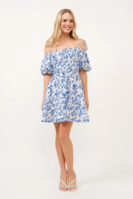 And The Why Off Shoulder Bubble Sleeve Dress - VeauBeauty
