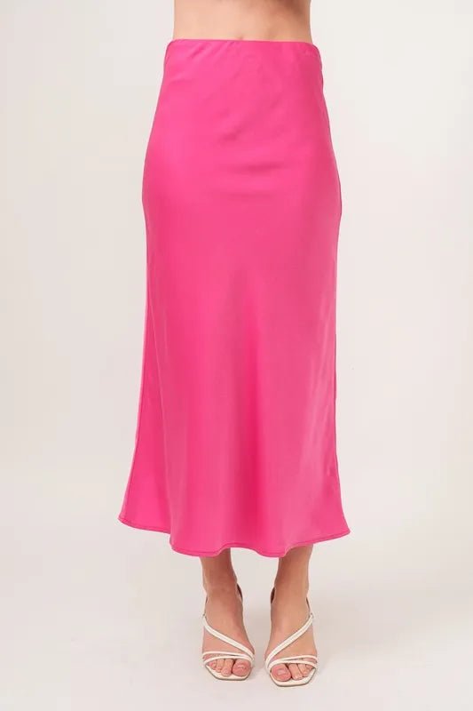 And The Why Solid Satin Midi Skirt - VeauBeauty