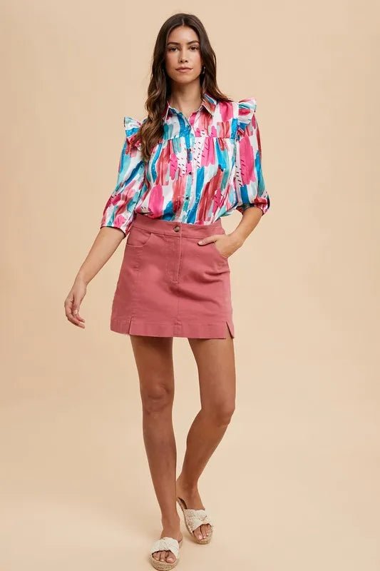 Annie Wear Comfort Stretch Cotton Slit Detailed Mini Skirt - VeauBeauty