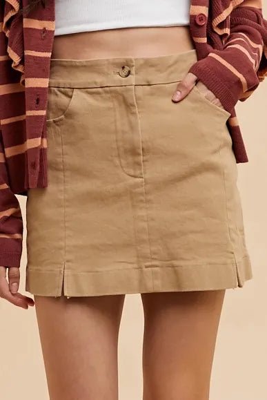 Annie Wear Comfort Stretch Cotton Slit Detailed Mini Skirt - VeauBeauty