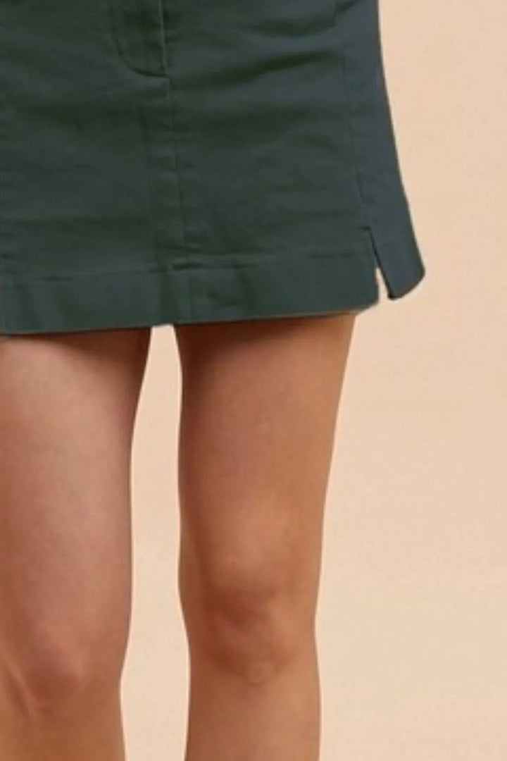 Annie Wear Comfort Stretch Cotton Slit Detailed Mini Skirt - VeauBeauty
