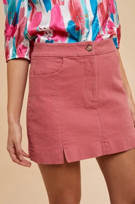 Annie Wear Comfort Stretch Cotton Slit Detailed Mini Skirt - VeauBeauty