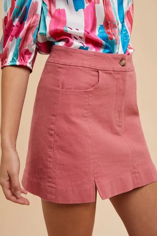Annie Wear Comfort Stretch Cotton Slit Detailed Mini Skirt - VeauBeauty