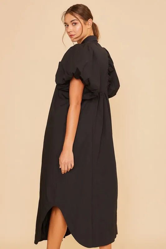 Annie Wear Smocked Puff Sleeve Midi Dress - VeauBeauty