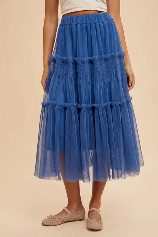 Annie Wear Tulle Tiered Midi Skirt - VeauBeauty